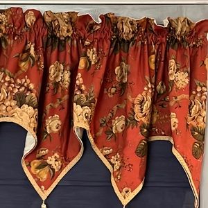 Two Valances 63”L x24”w (at end) (15.5”center)
